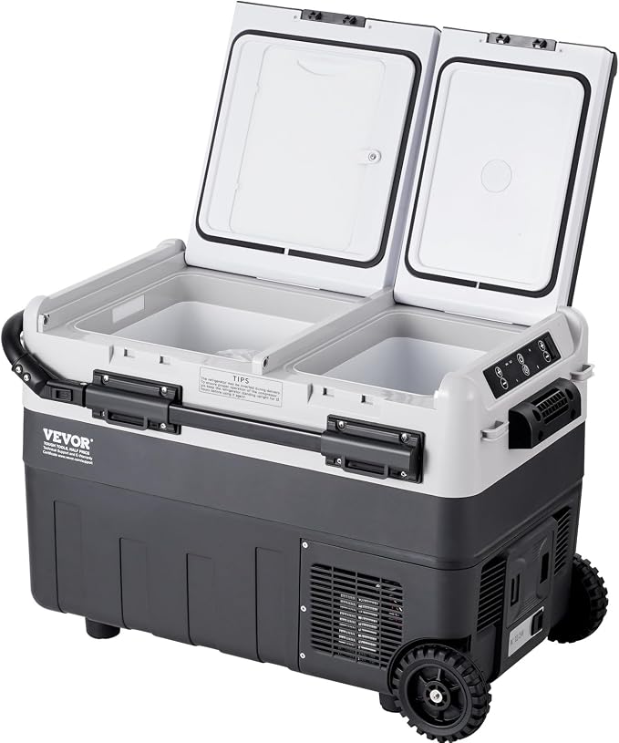 VEVOR Car Refrigerator 50L / 52.8 QT, Dual Zone 12 Volt Compressor Fridge, -4℉ to 68℉ Adjustable, Portable Freezer Cooler for Car, RV, Camping, Home