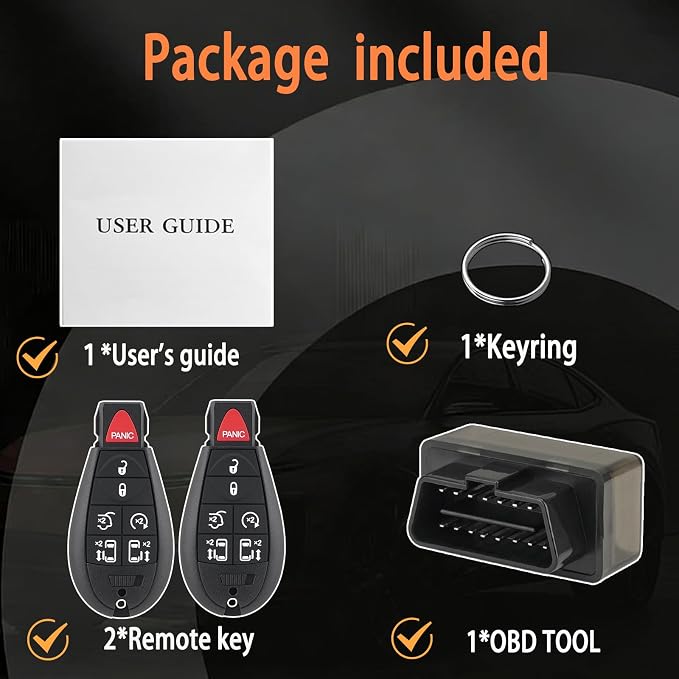 2PCS DIY Key Fob kit Replacement for 2008-2018 Dodge Grand Caravan & Chrysler Town Country 2009-2014 VW Routan Keyless Entry Remote IYZ-C01C, M3N5WY783X with Easy OBD Tool