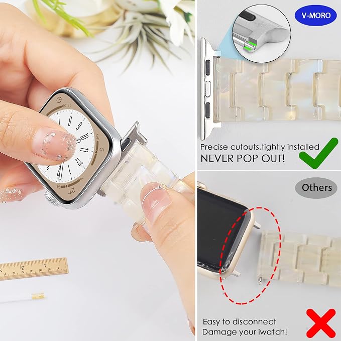 V-MORO Resin Band Compatible with Apple Watch Bands 42mm/41mm/40mm/38mm iWatch Series 11/10/9/8/7/6/5/4/3/2/1/SE Fashion Lightweight Strap Bracelet Wristband Women-Aurora
