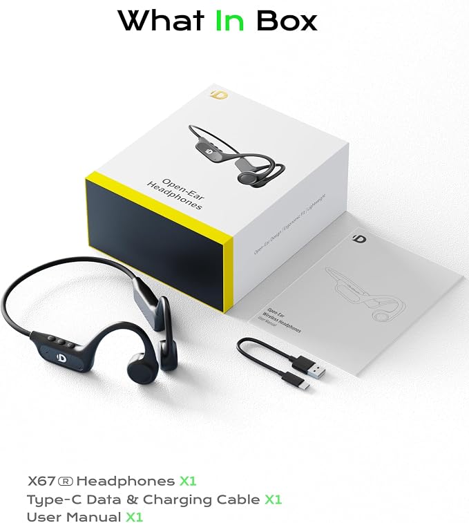 DEMICEA Open Ear Bone Conduction Headphones for Running - Bluetooth 6.0 Wireless Sport Earphones, Up to 12H Playtime, IP54, Built-in Mic, Secure Fit