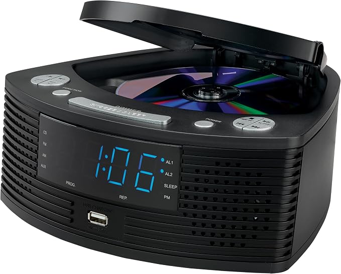 Jensen® Stereo Compact Disc Player with AM/FM Digital Dual Alarm Clock Radio