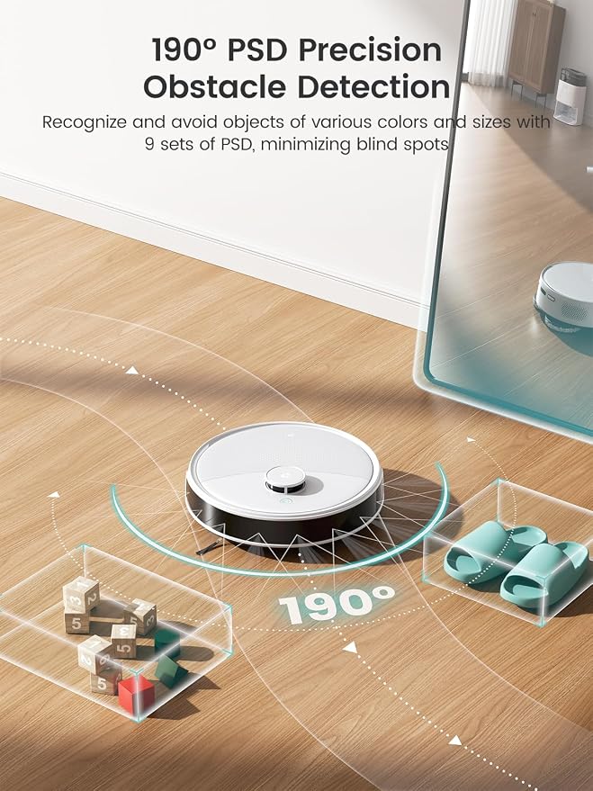 Lefant Robot Vacuum and Mop, 12000Pa Suction,Multifunctional Dock with Hot Water Self-Cleaning&Drying, Obstacle Avoidance,90-Day Self-Emptying, 5G WiFi Alexa/APP/iWatch Control, M3
