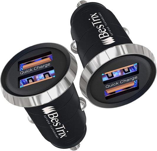 Car Charger Quick Charge 4.0 Dual USB 5A/30W Fast Car USB Charger Adapter 3A + Smart IC 2.4A - Compatible with Any iPhone/iPad/Samsung Galaxy S10 S9 S8 S7 S6 Note LG Nexus by BESTRIX (x2)