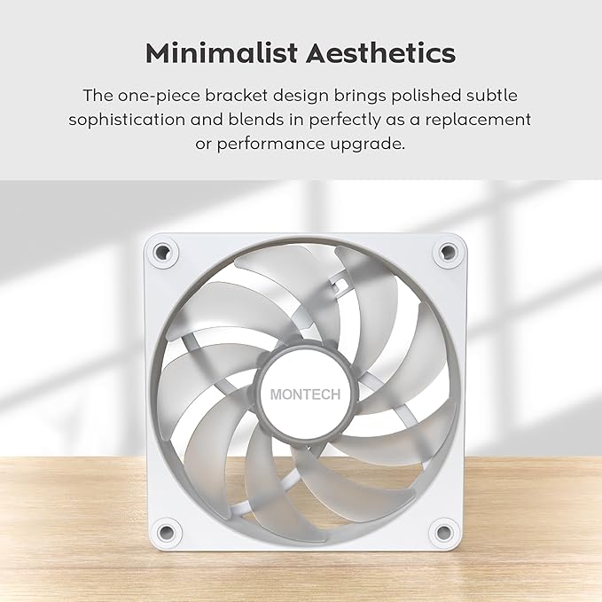 MONTECH GF120R V2 ARGB 120mm Case Fan – Sleek & Minimalist Design, High Airflow, Hydraulic Bearing, Quiet Performance, Vibrant ARGB Lighting, Reverse Blade, 3 in 1 Pack with 6X6 Fan Hub, White