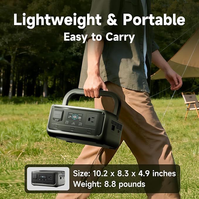ALLPOWERS VOLIX P300 Portable Power Station, 256Wh LiFePO4 Battery, 300W Solar Generator(600W peak), <20ms UPS, MPPT 110W Max, AC Fast Charge, 100W USB-C Output for Home Backup, Office, RV, Camping