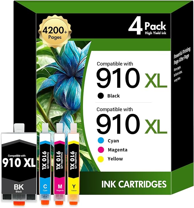 910 910XL 8020 Ink Cartridges Replacement for HP Ink 910 XL Black and Color Combo Pack for OfficeJet Pro 8020 8015 8035 8025 8010 8018 8028 8022 8030 Printers