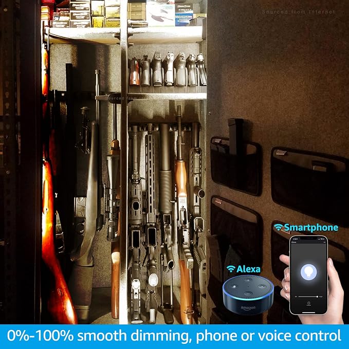 TORCHSTAR Voice Control Smart LED Safe Lighting Kit, (6) 12 Inch Dimmable Linkable Light Bars, Compatible with Alexa&Rocker Switch, 100-240V UL Power Adapter 900LM for Under Cabinet, 3000K Warm White