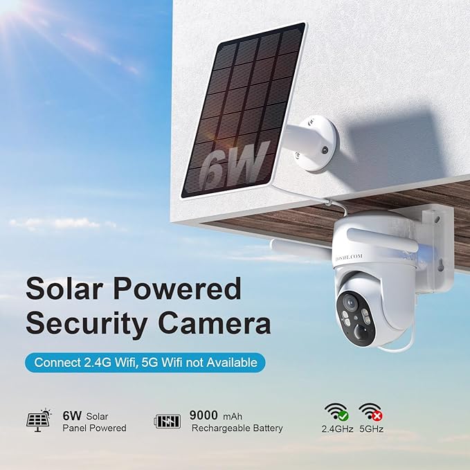 HOSAFE.COM Outdoor Security Camera Wireless, Free Cloud Storage, 360° PTZ Remote Wireless Cameras for Home Security Solar Powered, 2K Solar Security Camera with Spotlight Color Night Vision, 2 Pack