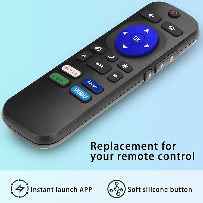 Replacement Remote Control for Roku TV, Compatible with TCL/Hisense/Sharp/Insignia/Onn Roku Smart TVs