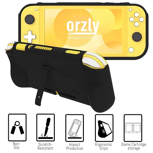Orzly Switch Lite Accessories Bundle - Case & Screen Protector for Nintendo Switch Lite Console, USB Cable, Games Holder, Comfort Grip Case, Headphones, Thumb-Grip Pack & More (Orzly Gift Pack)