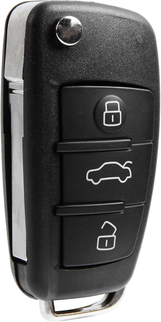 USARemote Key Fob Replacement Keyless Entry Remote for 2006 2007 2008 2009 2010 2011 2012 2013 2014 2015 Audi A3 A4 A5 A6 A8 Q R S TT Quattro 3-Button with Panic Flip Key (IYZ 3314, 4F0837220)