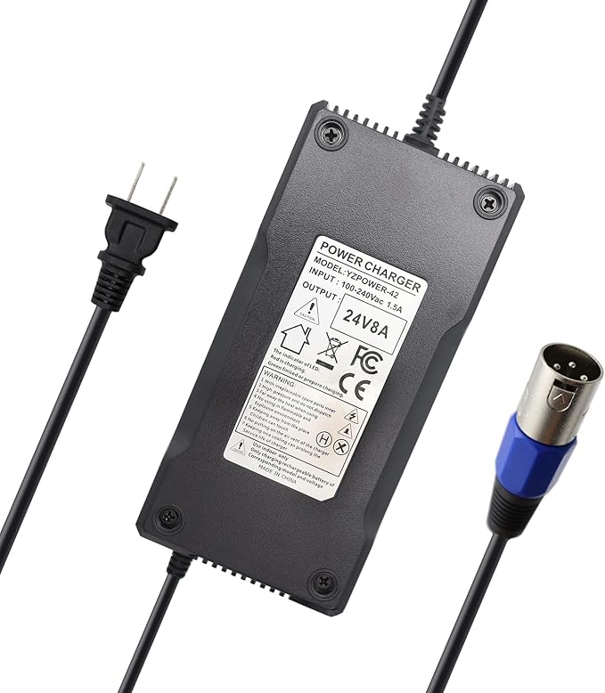 24 Volt 8 Amp Battery Charger 24V 7A 8A XLR Connector for Sealed AGM, Gel,24BC8000T-1,4C24080, BATC8, Dalton Medical, Heartway Brand Product, Sunrise Medical, CH5404