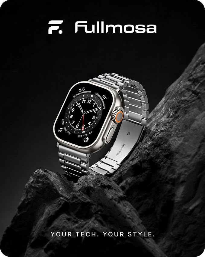 Fullmosa Metal Band Compatible with Apple Watch Bands Ultra3 2 1 49mm, Stainless Steel Strap iWatch Band with Case for Apple Watch, Silver