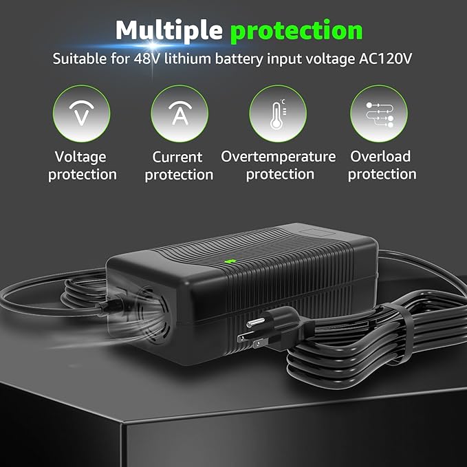 54.6V 2A Charger for 48V Lithium Battery Compatible with Battery Charger,Equipped with 4 Output Heads ﻿