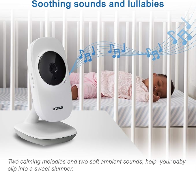 VTech Baby Monitor with 2 Cameras No WiFi & 5" Screen – Split-Screen, Patrol Mode, Night Vision, Two-Way Talk, Temperature Sensor, Lullabies, 1000ft Range | VM350-2