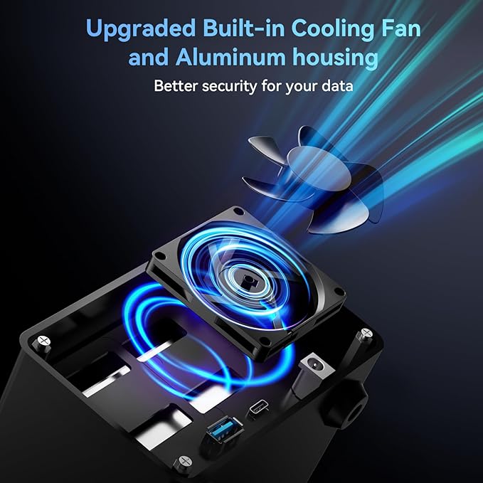 CENMATE Aluminum 2 Bay 10Gbps Hard Drive Enclosure with Cooling Fan for 2.5“/3.5" SATA HDD/SSD with USB A/C 3.2 Gen 2, Support Hot Swappable, Tool-Free HDD Enclosure, DAS(NO RAID/NAS)