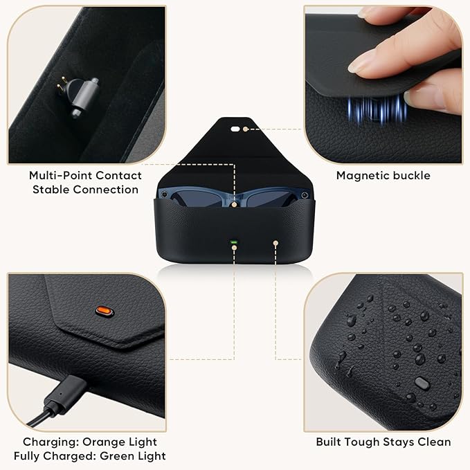 Smart AI Glasses Charging Case Compatible with Ray-Ban Meta Wayfarer/Skyler/Headliner, Oakley Meta HSTN Replacement Charging Station LED Indicator