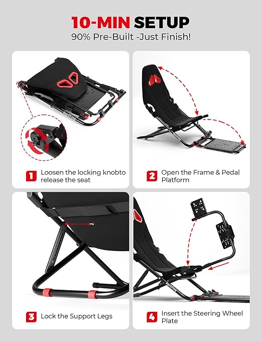 RACGTING Racing Simulator Cockpit for G920 G29 G923, Foldable Racing Simulator for Thrustmaster T248X T248 T300 T150 458 TX Xbox PS5 PS4 PC (Black)