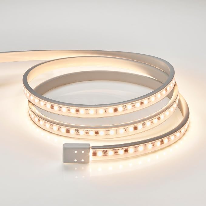 Maxxima 72 in. Hardwired LED Under Cabinet Strip Light, 2760 Lumens, 3000K Warm White, Kitchen and Living Room 120V White Cove Lighting, No Power Supply Needed