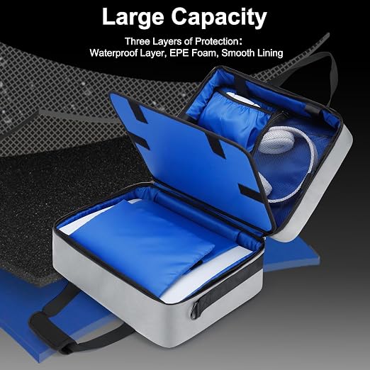 GDNasist Carrying Case Fit for PS5, Travel Thickened Protective Bag Compatible with Playstation 5 Console, Headset, PS5 Controller, Game Discs, and Gaming Accessories, Grey