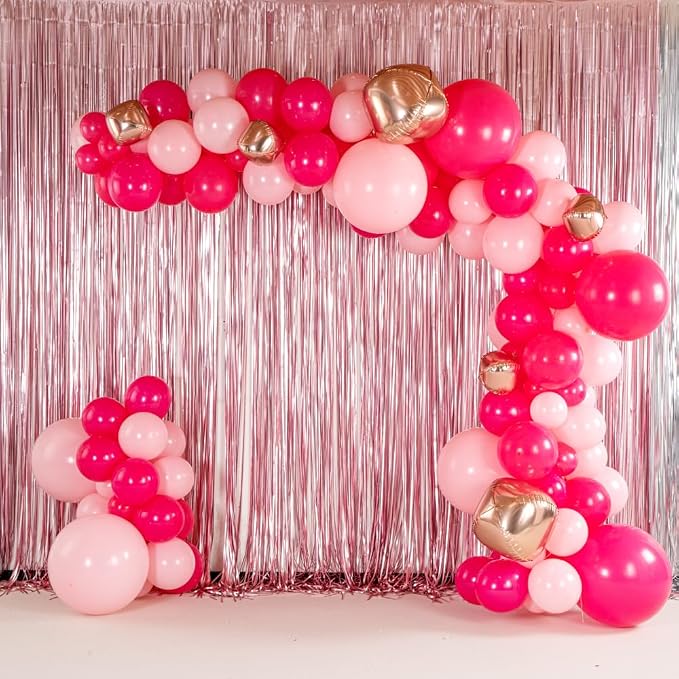 Restaurantware-Balloonify Balloon Garland Set, 1 Party Decoration Kit - 163 Balloons, With Chain, Pink And Rose Latex Balloon Arch Kit, Includes Glue Dots And Fishing Line