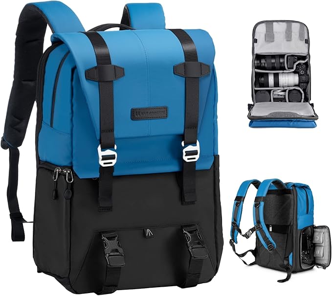 K&F Concept Camera Backpack, Camera Bags for Photographers Large Capacity Camera Case with Raincover,15-15.6 Inch Laptop Compartment Compatible for Canon/Nikon/Sony/DJI Mavic Drone(Backpack 20L)