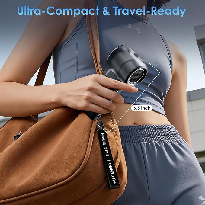 Portable Misting Fan Handheld Powerful Turbo Fan, 100 Speeds, 6000mAh Rechargeable Battery, LED Display, Spray Mist Personal Mini Fan for Travel, Beach, Outdoor Camping (Midnight)