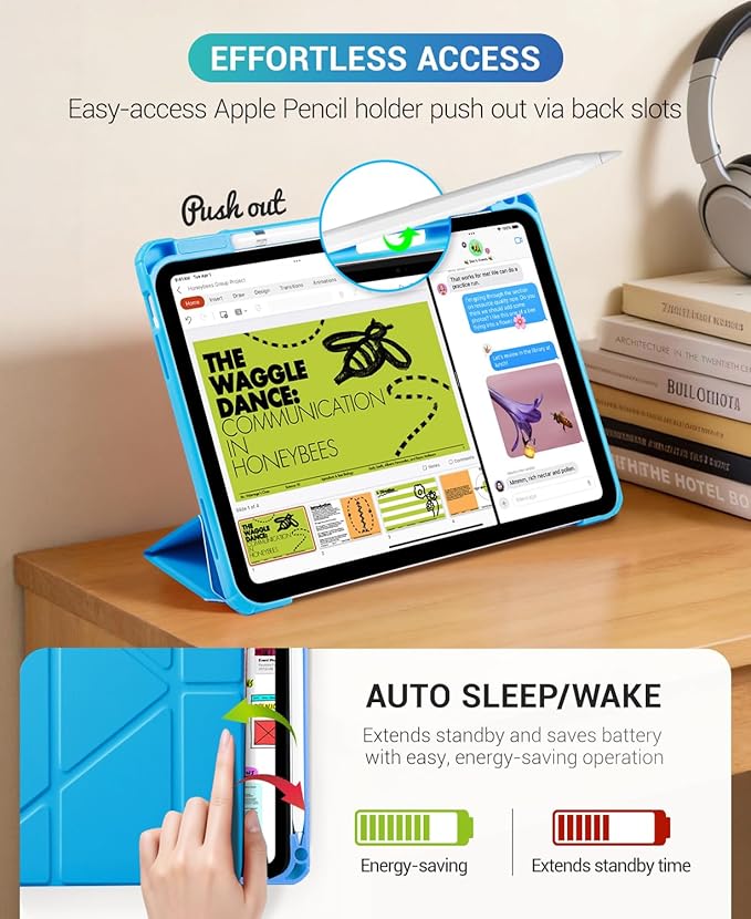 CoBak Case for iPad (A16) 11th Generation 11 Inch 2025, iPad 10th Generation Case 10.9 Inch 2022 - Protective Cover with Multi-Angle Includes Portrait Stand, Pencil Holder and Auto Wake/Sleep