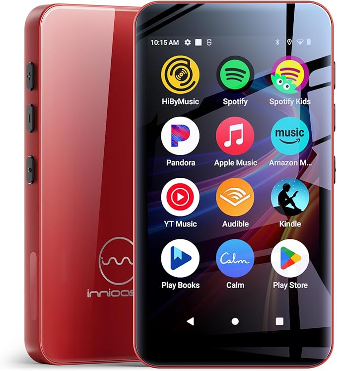 innioasis G5 MP3 Player with Bluetooth and WiFi, 160GB Player with Spotify, Spotify Kids, Pandora, Play Store, Parental Manager App, Calm, 4" HD Full Touch Screen MP4 Music Player for Kids (Red)