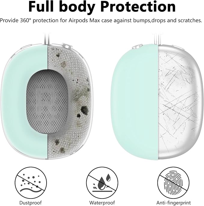 Silicone Case Cover for AirPods Max Headphones,Ear Pad Case Cover/Ear Cup Cover/Headband Cover for AirPod Max 2/1(2026/2024/2020)(USB-C/Lightning),Silicone Accessories for Apple AirPod Max, Glow Green