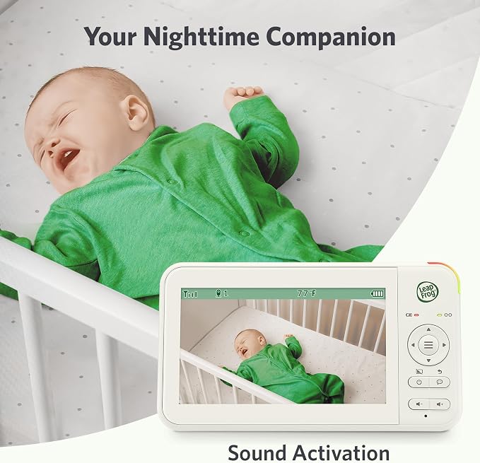 LeapFrog LeapView Twoo Video Baby Monitor (Non-WiFi), 5-Inch Screen, 360° Coverage Owl Camera | 31-Hr Battery, 1,000ft Range, Secure FHSS, VOX, Two-Way Talk, Temperature | Blue