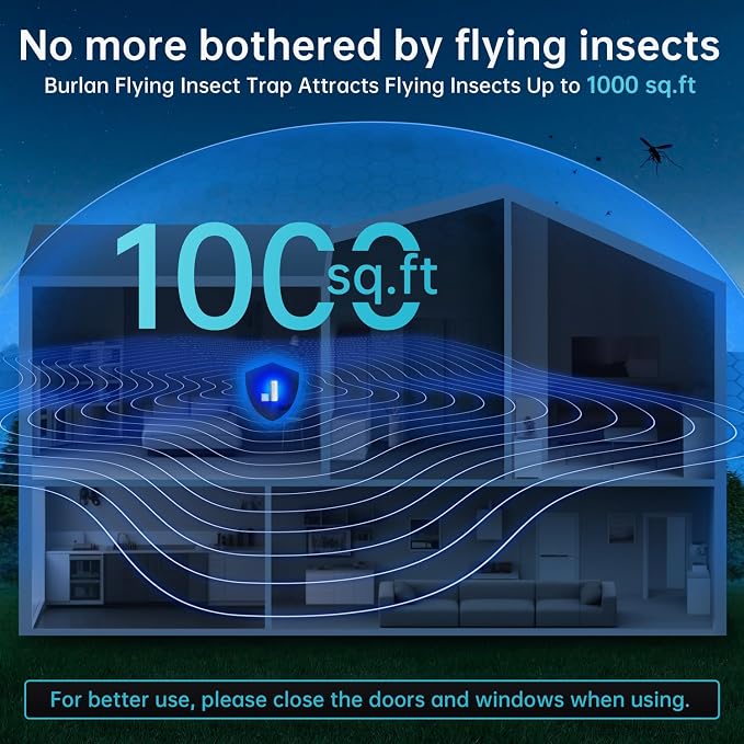 Flying Insect Trap Plug in Mosquito Bug Zapper Indoor Gnat Moth Catcher with 9W Night UV Light, 10 Sticky Glue Board Refills for Home Office White