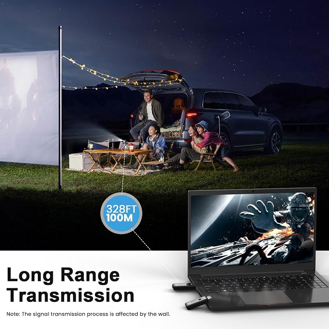 Wireless HDMI Transmitter and Receiver 328ft/100M, Wireless HDMI Extender Kit, Plug & Play, 4K Decode Support 2.4/5G for Streaming Video and Audio to Monitor from Laptop/Pc/Tv Box, Black