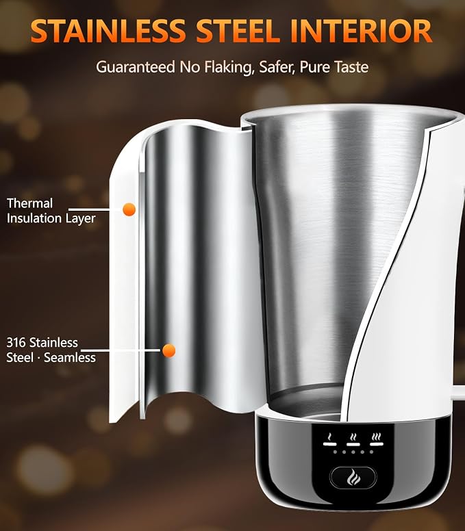 Self-Heating Coffee Mug, 14oz Heated Coffee Mug - Rechargeable Temperature Control Coffee Mug Keep Coffee Hot, Smart Mug Great Gift for Coffee Lovers & Slow Sippers