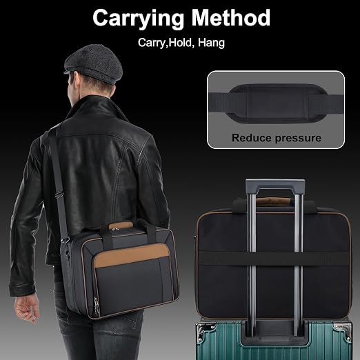 GDNasist Carrying Case Fit for PS5, Travel Thickened Protective Bag Compatible with Playstation 5 Console, Headset, PS5 Controller, Game Discs, and Gaming Accessories Brown