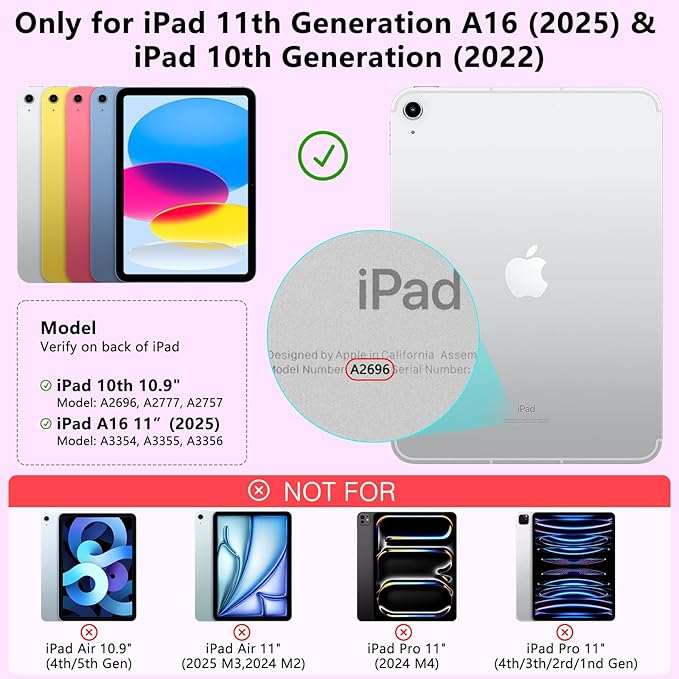 For iPad 11th Generation/10th Generation Case with Keyboard,Touch Keyboard for iPads A16 /10th Gen 10.9 inch 2022 - 10 Color Backlight, 360° Rotatable Protective Case for iPad A16 with Pencil Holder