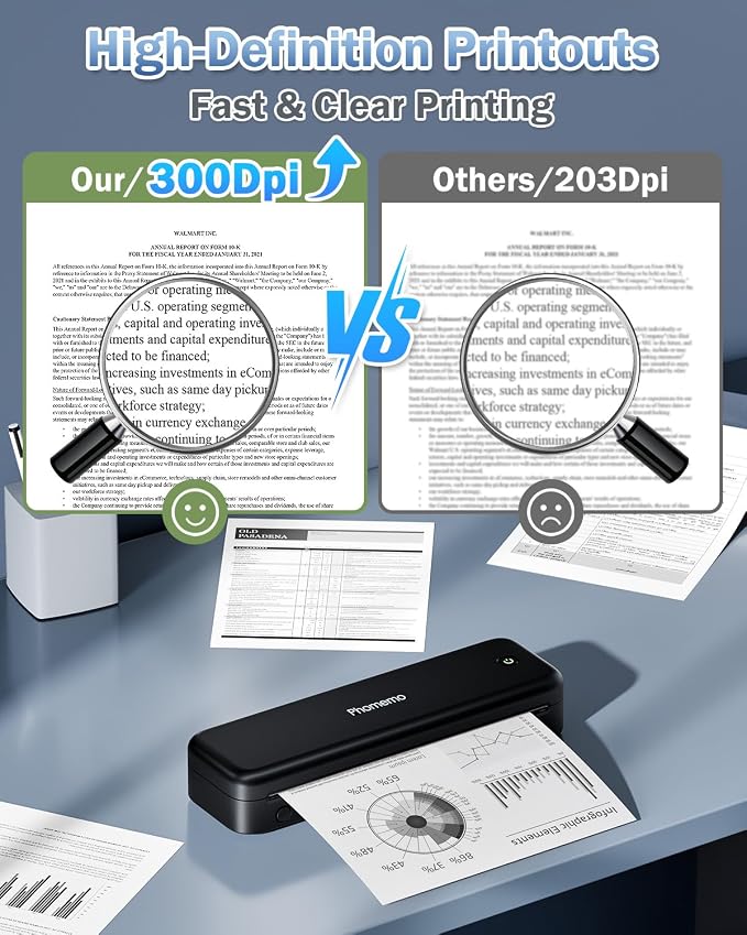 Phomemo M834 Portable Printers & 1 Printer Case, Bluetooth Inkless Thermal Printer Compatible with iPhone, Android Phone, Laptop for Office Car Home Use