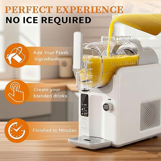 5 in 1 Slushie Machine for Home, No Ice Needed Frozen Drink Maker with Anti-Slip Mat, 61oz Slushy Machine Self-Cleaning and LED Display for Margaritas, Frappes, Smoothies and Shakes (White)