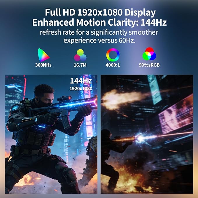 ZZA 27 Inch Curved Gaming Monitor 144Hz-1080P FHD Computer Monitor,VESA Mount,HDMI/VGA Ports,Tilt Adjustable-Black