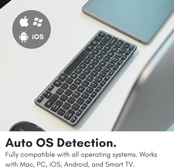 Macally Wireless Bluetooth Keyboard for Mac - Premium Multi Device Connectivity - Compatible Apple Keyboard for MacBook Pro/Air, iMac, Mac mini, iPad, Laptop, and PC