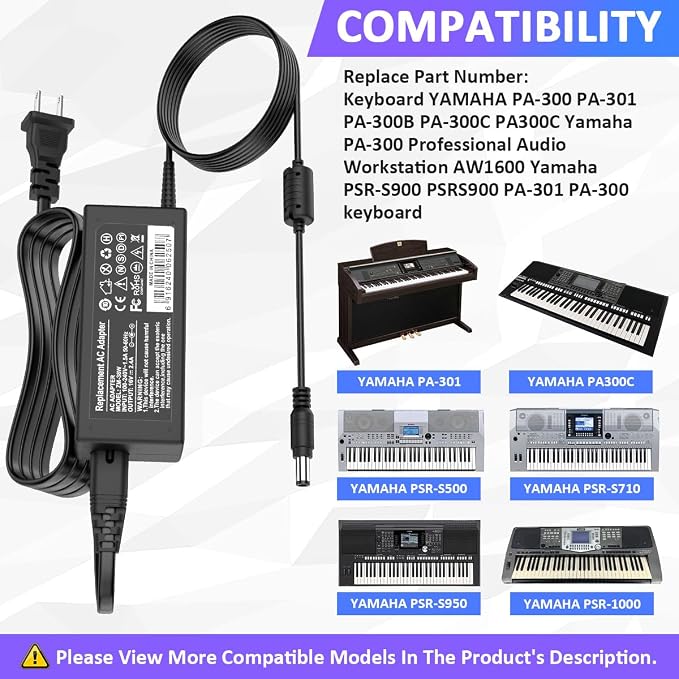 16V New AC/DC Adapter for Yamaha PA-300 PA-301 PA-300B PA-300C Power Supply Cord Charger