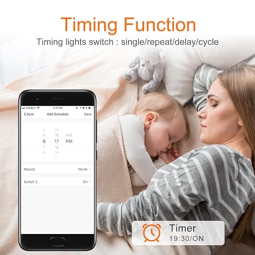 Milfra Smart Switch, Smart Light Touch Switch 2 Gang, Double Smart WiFi Light Switches, Smart Switch 2 Gang Compatible with Alexa and Google Home, Neutral Wire Needed, No hub Required (2Gang)