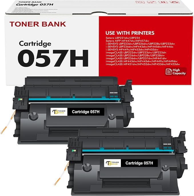 057H Black High Yield Toner Cartridge Replacement for Canon 057H 057 CRG-057H MF445dw MF455dw Toner for ImageCLASS MF448dw LBP226dw LBP227dw MF449dw MF445 LBP220 LBP230 MF440 MF450 Printer 2-Pack