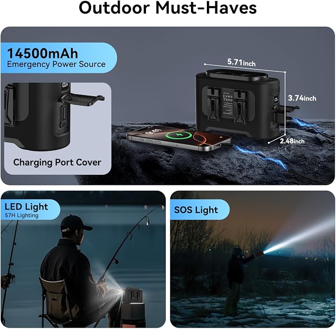 14500mAh Portable Waist Fan, Gifts for Husband Dad Him Men, Shirt Wearable Belt Clip on Fan for Blue Collar Outdoor Worker, Rechargeable Full Body Cooling, Fishing Hiking Camping Essentials 2026