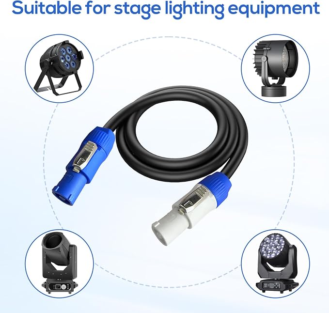 5Pack PowerCon Power Cable AC PowerCon Input to Output 12AWG 3 Pin Power Extension Cable for LED Screen Beam Moving Head Light, Stage Light Power,Audio Video Equipment and More-6FT