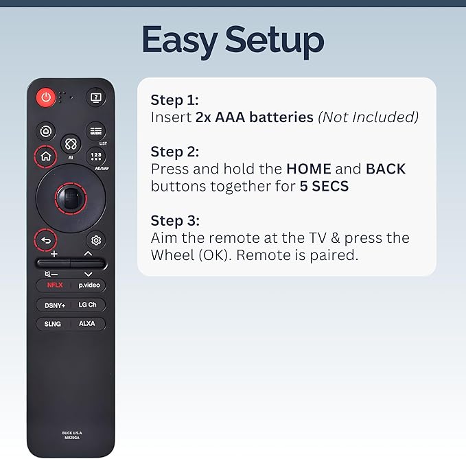 2 Pack MR25GA LG AI Magic Remote Control Replacement for 2019-2026 Smart TV Models - Easy Setup, Voice Control, Shortcut Keys - Works with LG OLED, QNED, NanoCell, UHD, WebOS, 4K/8K Smart TVs