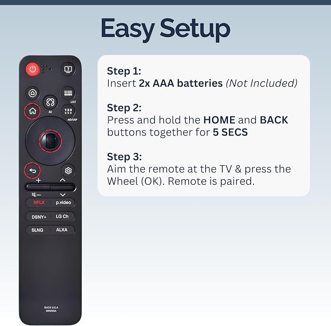 MR25GA AKB76046602 AI Magic Remote Control Replacement for 2019-2026 Smart TVs - Easy Setup, Voice Control, Shortcut Keys - Works with OLED, QNED, NanoCell, UHD, WebOS, 4K/8K TVs (MR19/20/24GA)