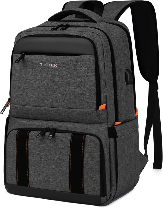 RUCYEN Lunch Backpack, Insulated Cooler Backpack Lunch Box for Men Women, 15.6 Inches RFID Blocking Laptop Backpack with USB Port Lunch Bag for Work Travel Black