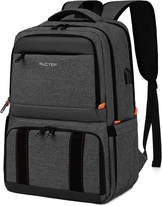 RUCYEN Lunch Backpack, Insulated Cooler Backpack Lunch Box for Men Women, 15.6 Inches RFID Blocking Laptop Backpack with USB Port Lunch Bag for Work Travel Black