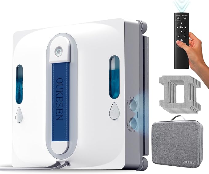 Window Cleaning Robot,9000Pa Sauction & 75N Cleaning Force with 4 Water Spray Support 5 Cleaning Modes & Remote Control,Window Cleaner Robot for Wet Cleaning Frame & Frameless Windows & Tiles